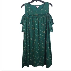 LC Lauren Conrad Floral Green Cold Shoulder Dress Size XXL